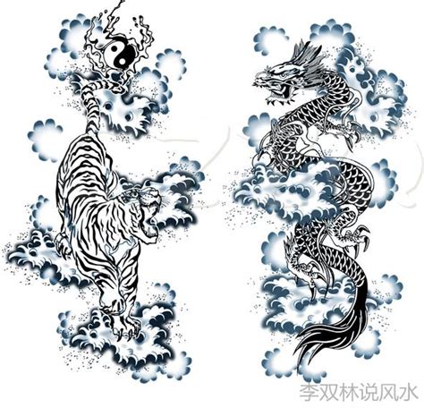 龍虎圖|龍虎圖騰矢量插圖圖片 免費PNG圖案素材